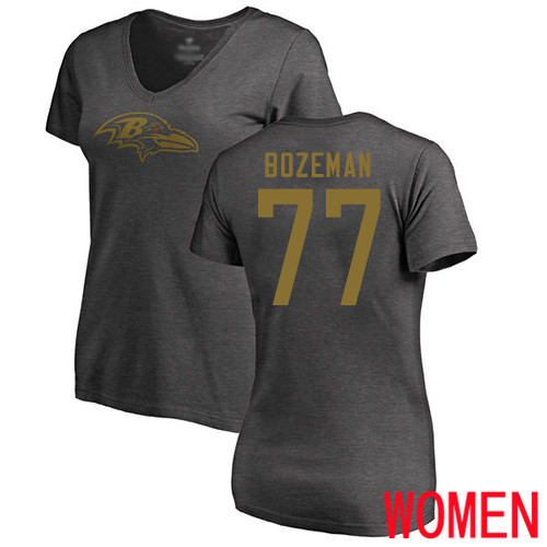 Baltimore Ravens Ash Women Bradley Bozeman One Color NFL Football #77 T Shirt